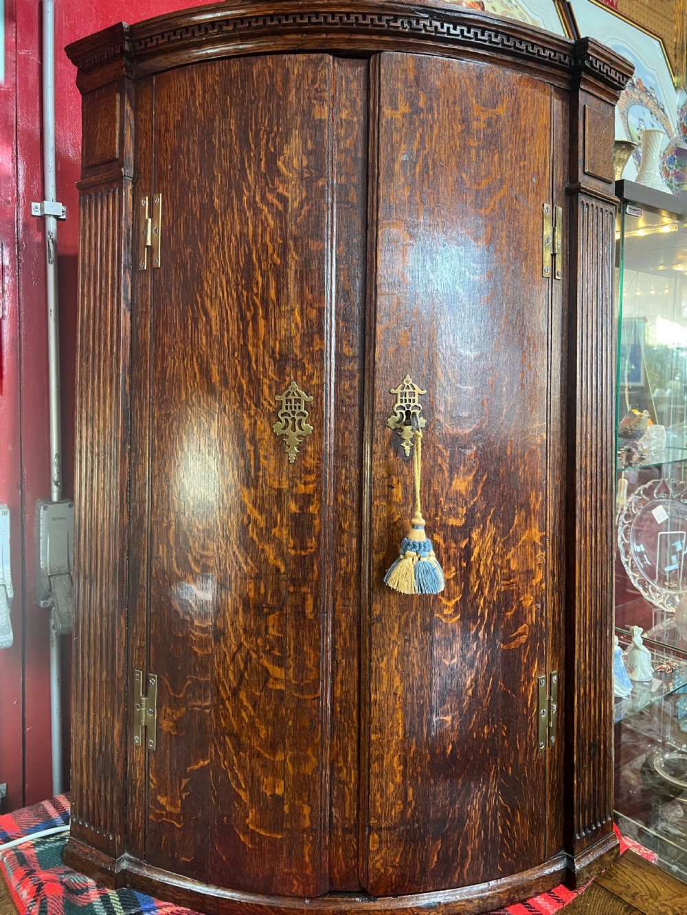 antique georgian oak bow front corner cabinet